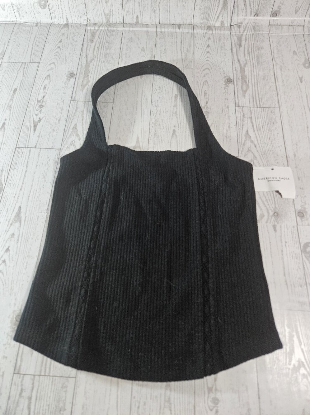 American Eagle Womens XS Haulter Tank Top Crop Shirt Rib Ruffles Sweetheart NWT